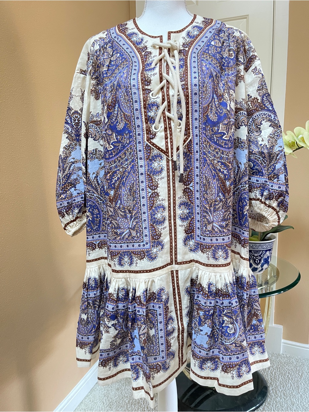 Nwt Zimmermann Ottie Eyelet Linen Mini Dress Au 3 Us 10 $825